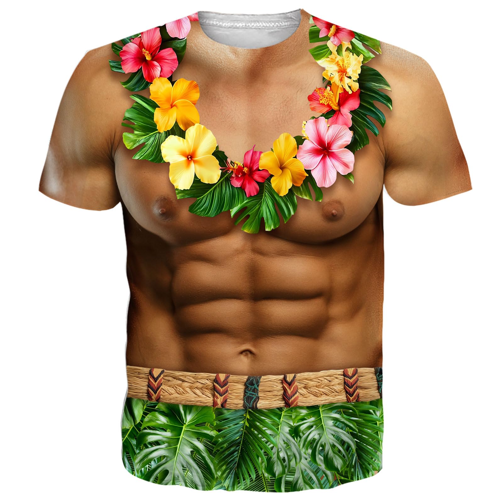 Goodstoworld Mens Hawaiian T-Shirt, Hawaiian Muscle 01, Large