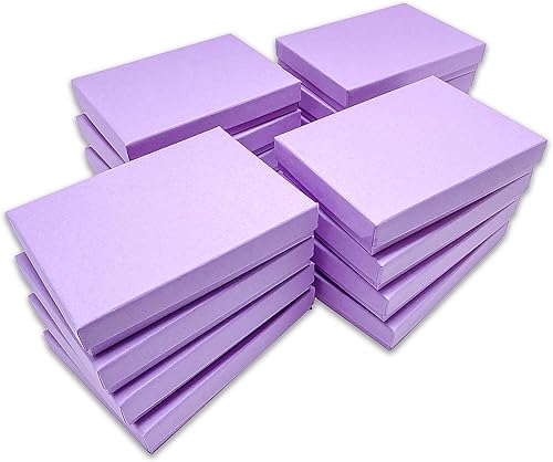 Miniatura 37 de TheDisplayGuys - Paquete de 25 cajas de regalo de cartón kraft #53 con relleno y tapa de algodón, lavanda clara, (5.4 x 3.9 x 1.0 pulgadas)
