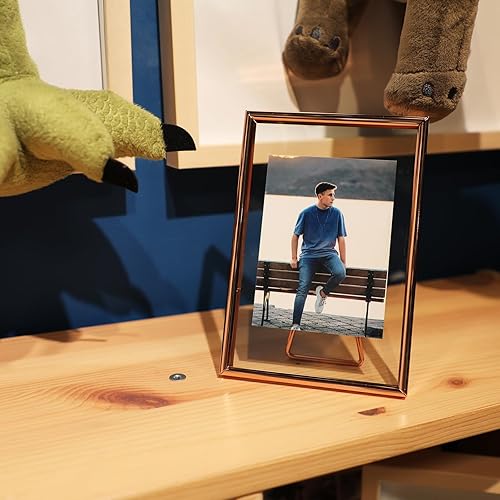 Vista 63 de Marco flotante de oro rosa de 6 x 8 pulgadas con corazón romántico, para tamaños de imagen de 5 x 7, 4 x 6, 3 x 5, marco de fotos de estante de oro