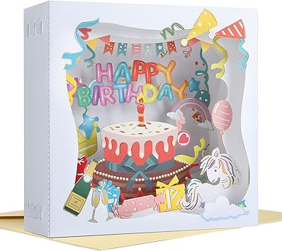 Amazon Kesote バースデーカード 誕生日カード 封筒付き メッセージカード ポップアップカード 立体カード グリーティングカード かわいい おしゃれ グリーティングカード 文房具 オフィス用品