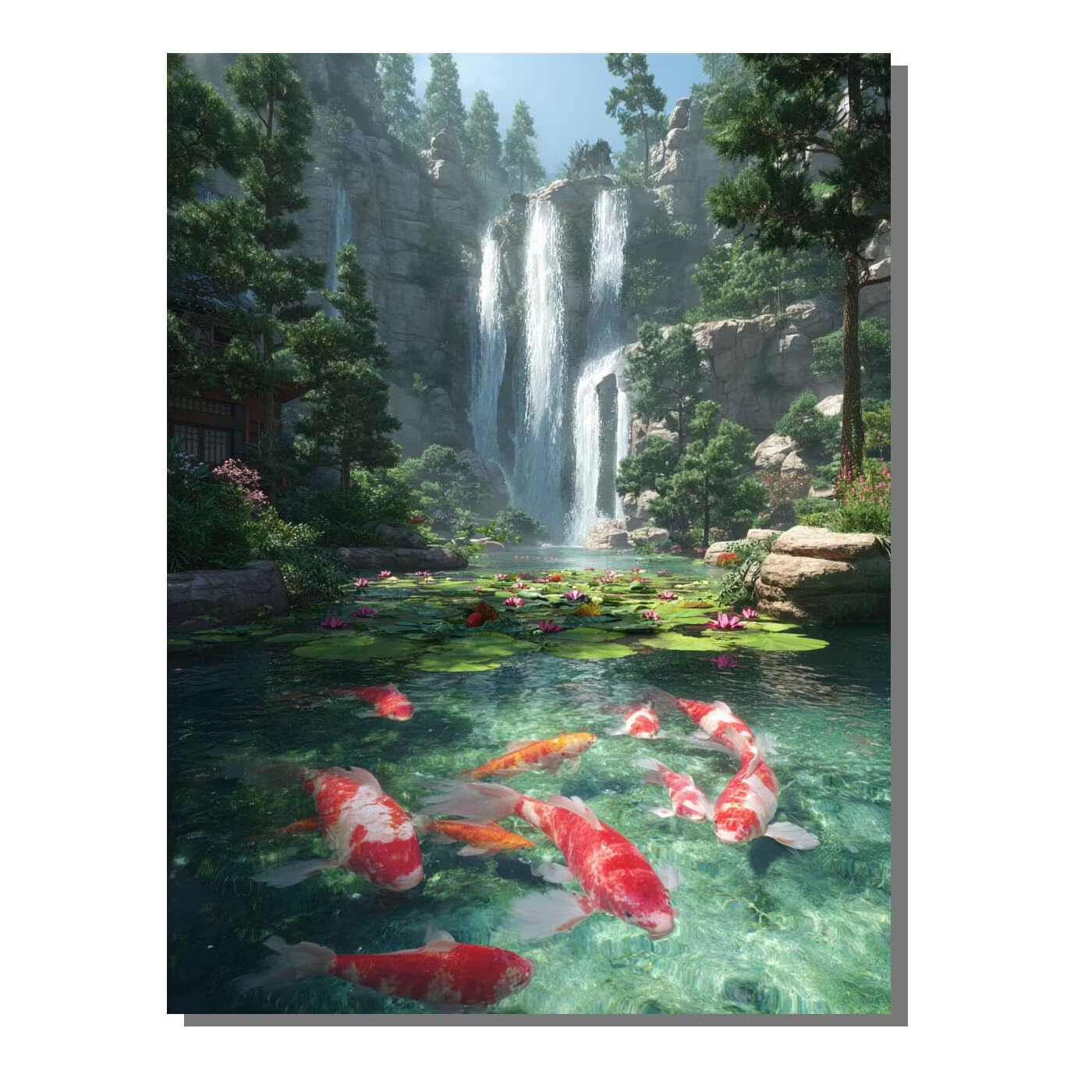 Landschaft See Malen Nach Zahlen Erwachsene, Paint by Numbers Adult Anfänger Set, Heimwerk Malen Nach Zahlen Kinder Mit Rahmen, 3 Pinsel und 36 Acrylfarbe Als für Deko Wohnzimmer 60 x 80 cm BJHDK410