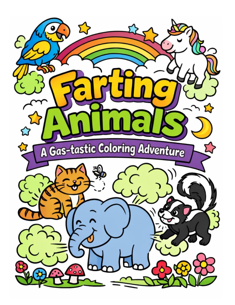 Farting Animals A Gas-tastic Coloring Adventure: Coloring book for adults! awesome and funny gift for birthday. Spicy Humor