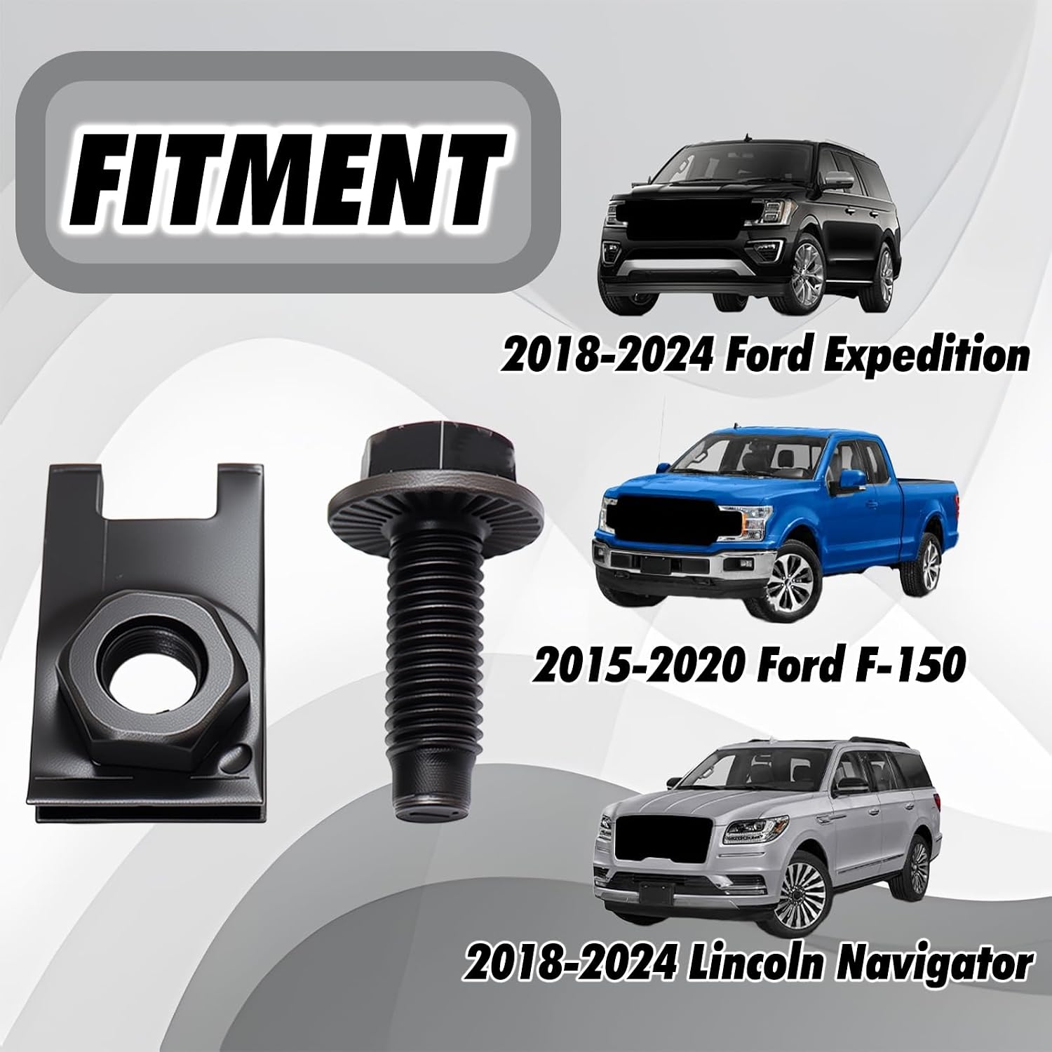 4 Pack Front Skid Plate Filter Nuts & Bolts Fit for 2018-2024 Ford Expedition,2015-2020 Ford F-150,2018-2024 Lincoln Navigator,Replace OE 4034A
