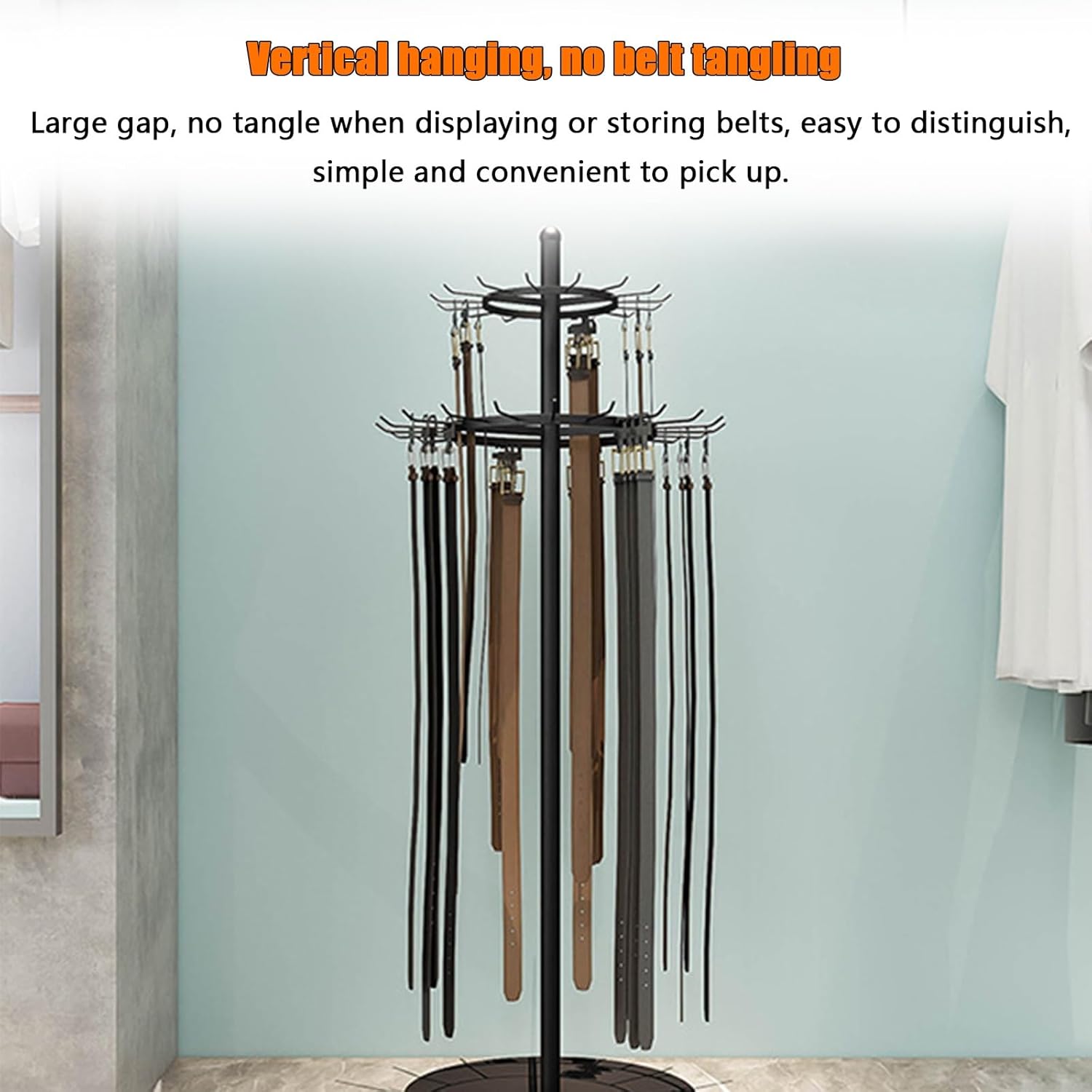 Floor Standing Belt Hangers, Belt Rack, Tie Rack, Scarf Rack, Purse Rack, Display Stand for Ties, Scarf, Shawls, Purse White