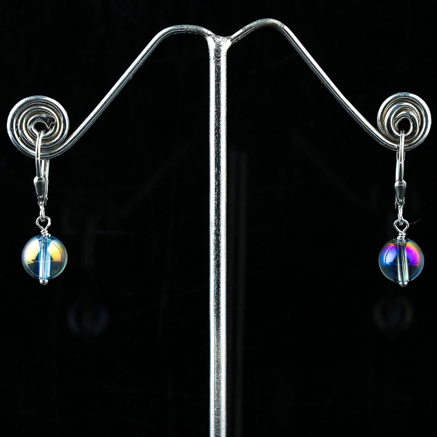 CRYSTALIS Angel Aura Quartz Beads Leverback Earring Set Jewelry for Women, Natural Gemstone, Chakra Healing Crystal, Wardrobe Essential Jewelry, 925 Sterling Silver, Mystic Dark - Image 5