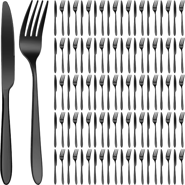 Nuenen 100 Pieces Stainless Steel forks and knives Dinner Flatware Set Tableware Cutlery for Butter Kitchen Restaurant, 