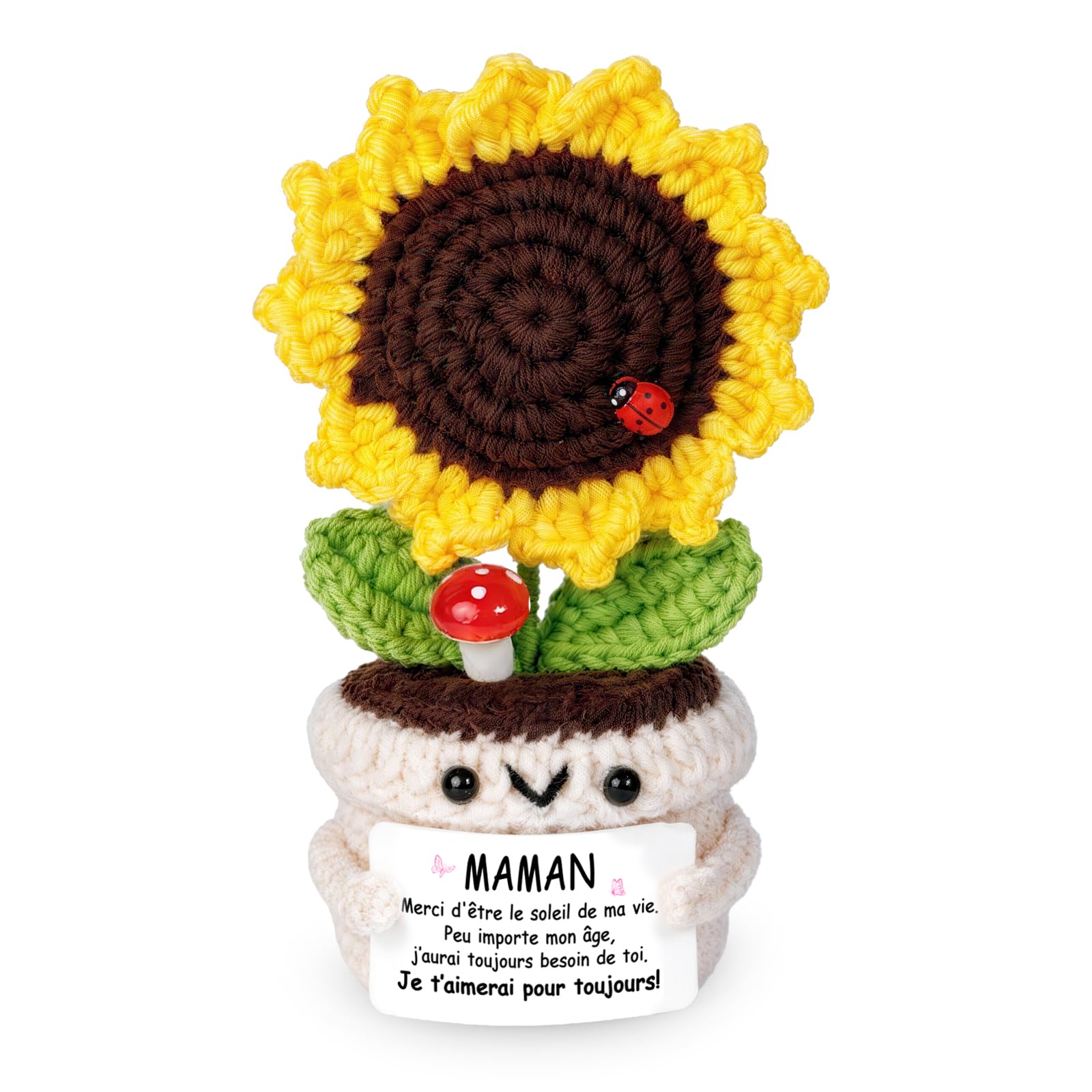 Unictop Handmade Gift for Mom โ Mini Crochet Sunflower with Coconut and Mushroom | Birthday Gift Mom, Mother's Day โ image 1