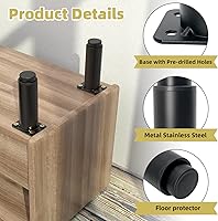 Vista 4 de Patas de metal ajustables de 5 a 9 pulgadas, patas de repuesto de altura ajustable para mesa/cama/muebles/gabinete/sofá; patas de soporte de marco