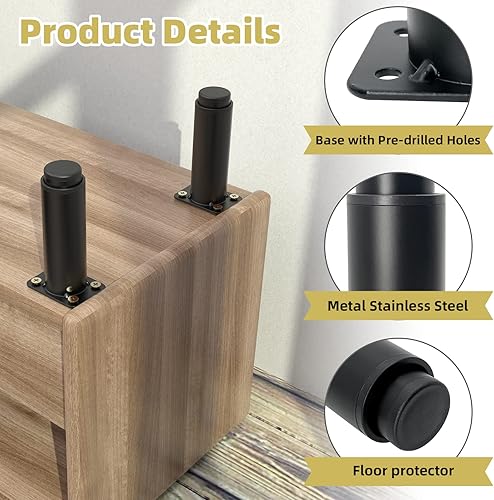Miniatura 4 de Patas de metal ajustables de 5 a 9 pulgadas, patas de repuesto de altura ajustable para mesacamamueblesgabinetesofá patas de soporte de marco