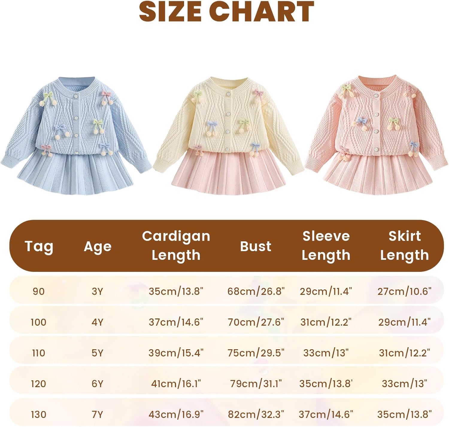 JiAmy Girls Cardigan Skirt Sets Toddler Knit Sweater and Skirt 2 Piece Winter Fall Outfit 1T-8Y - Image 6