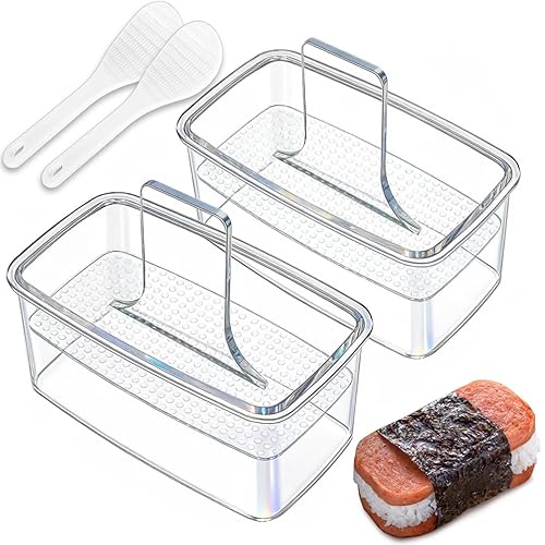 2PCS Clear Musubi Press Mold, Non-Stick Musubi Maker, BPA-Free Onigiri