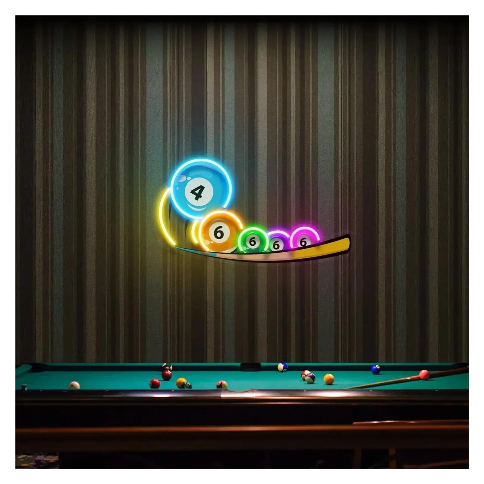 Shouxi A Sign Lamp Billiard Crylic Rtwork Neon Sign Gaming Room Sport Bar Club Wall Decor Ball Lovers 50Cm(A)