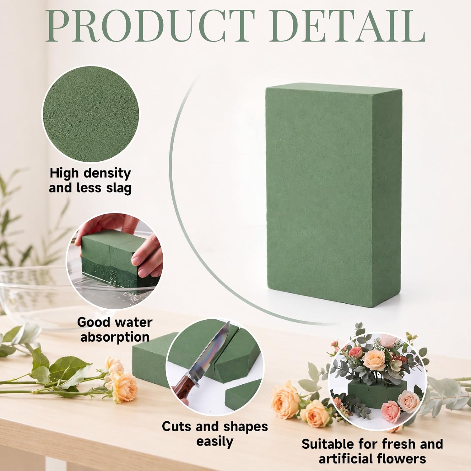 Pangda 48 Pack Floral Foam Blocks, Each 5.5 x 3.2 x 1.6 Inches