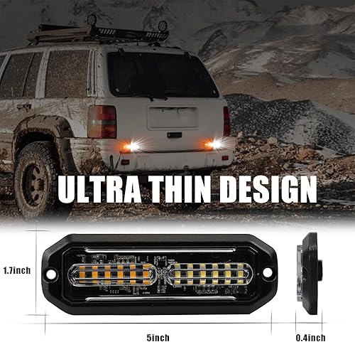 Miniatura 5 de Función de sincronización de color blanco ámbar, ultra delgada, 12 LED, luces estroboscópicas intermitentes para camión, coche, vehículo, LED, mini