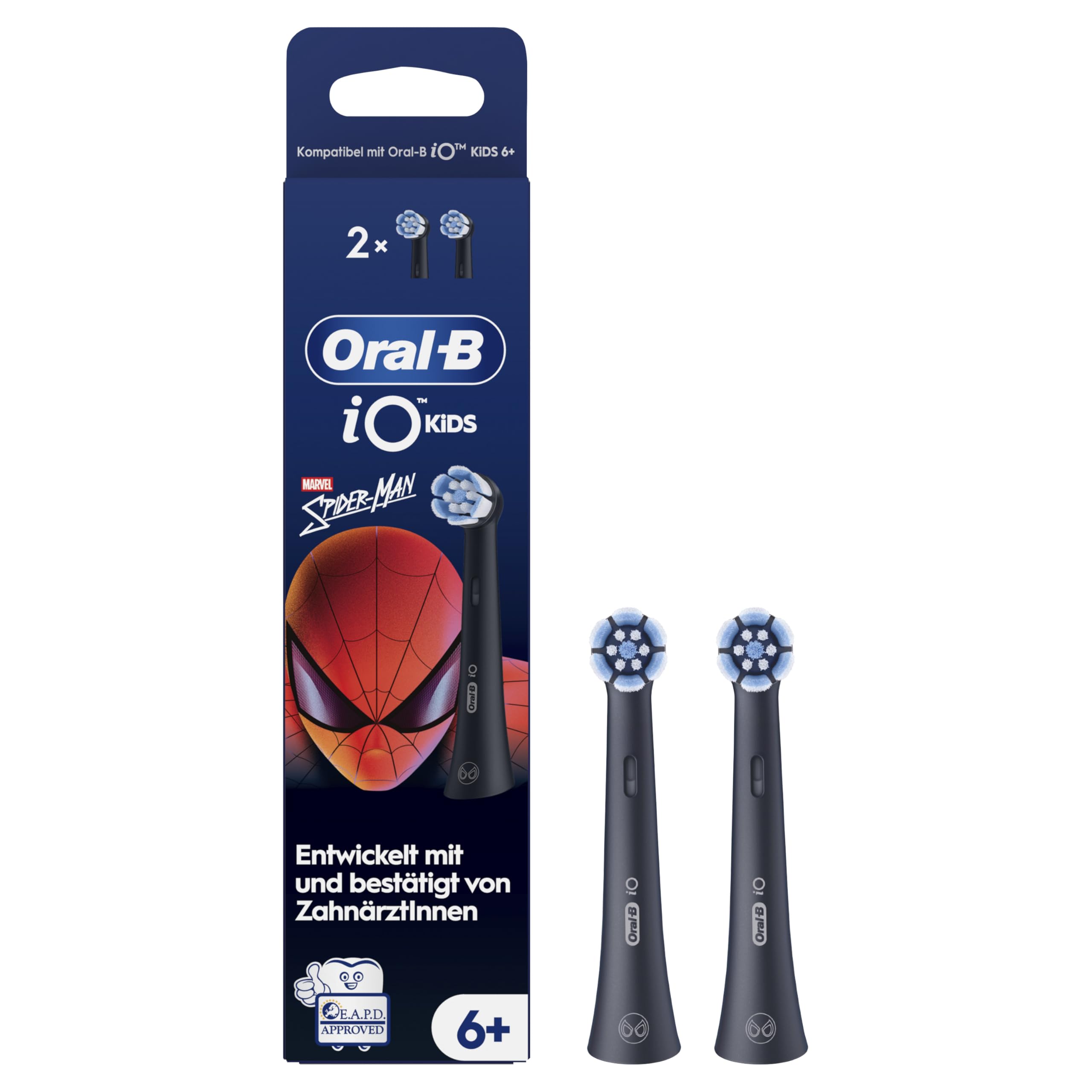 Oral-B iO Aufsteckbürsten Kids 6+ Marvel Spiderman, Schwarz, 2 Stück
