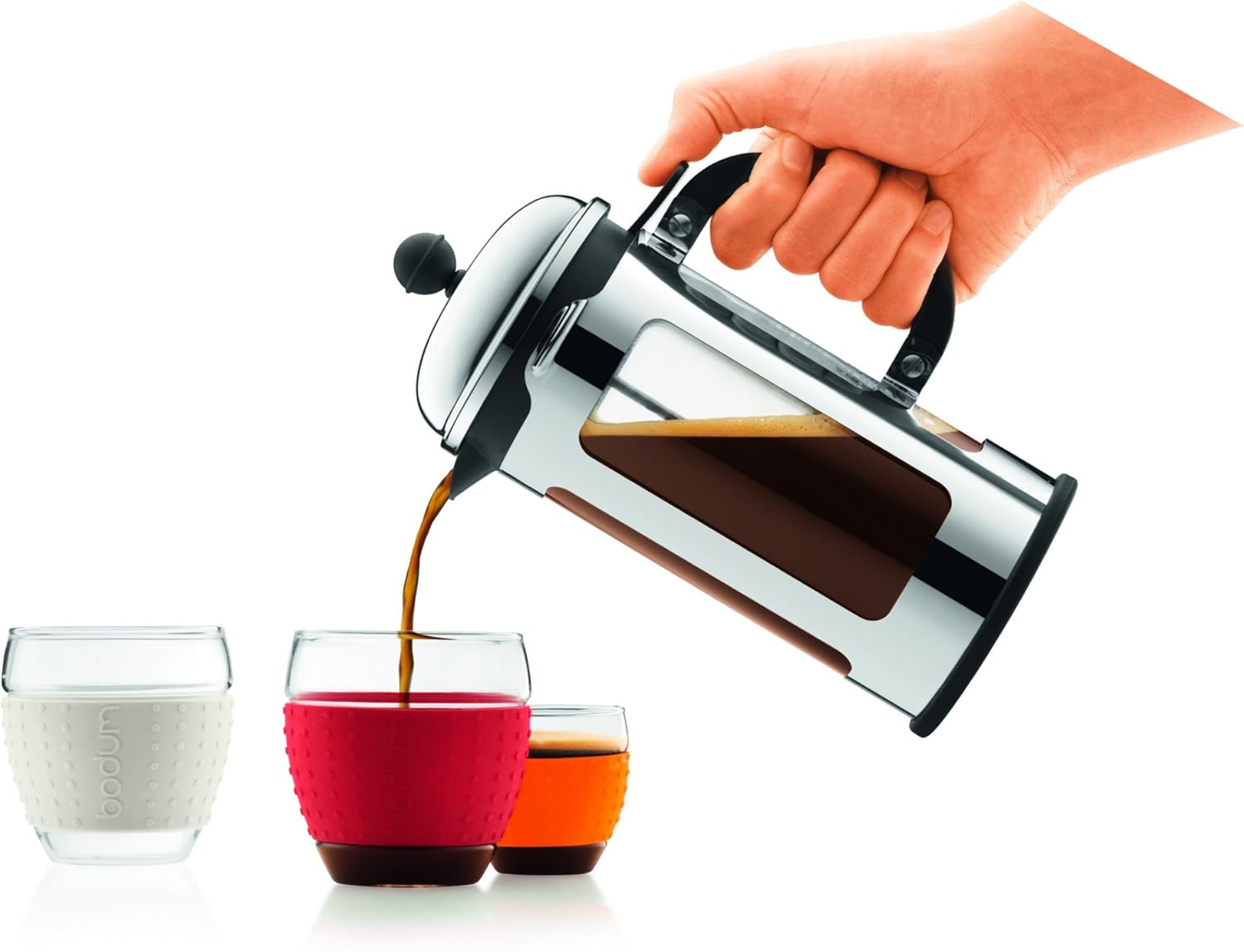 Bodum Chambord 3 Cup French Press Coffee Maker with Locking Lid, Stainless Steel, 12-Ounce