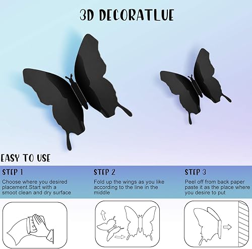 Miniatura 4 de 48calcomanías 3D, espejadas, de mariposa, adhesivos para pared, para manualidades, decoración de pared para el hogar, 3tamaños