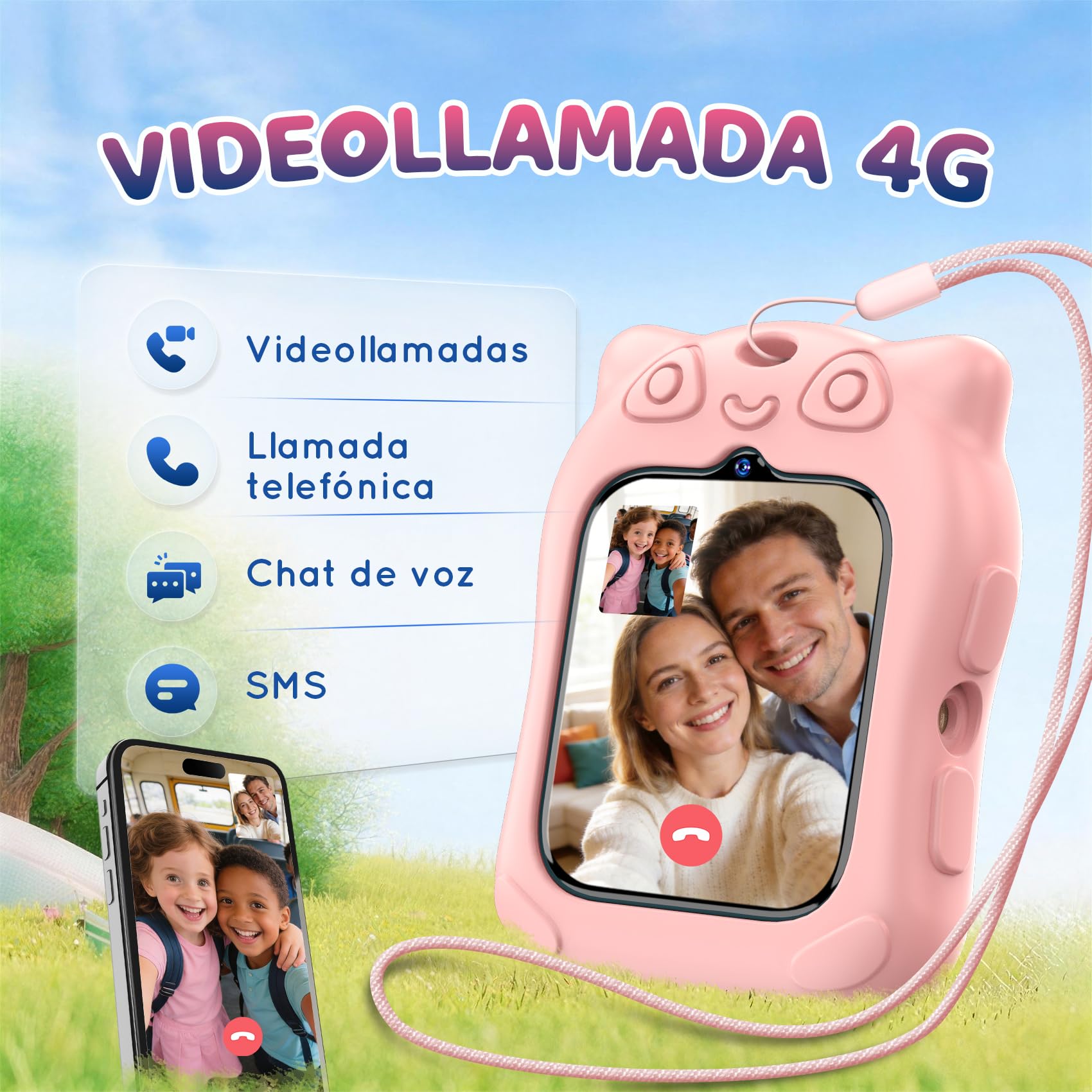 Blackview 4G Reloj Inteligente Niño con GPS, SOS, Videollamadas, Chat de Voz, 1.75” Smartwatch Niños con Podómetro, LED Linterna, Modo Escuela, Despertador, Juego, para Niños Niñas, Azul