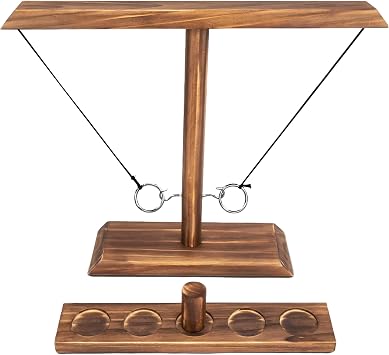 Ring Toss Game for Adults, Hook and Ring Game, Swinging String Hook & Ring Tabletop Battle Game, Outdoor & Indoor Game, Patio Decor Party Bar Game, Wooden Ring & Hook Game, Fun Games for Adults