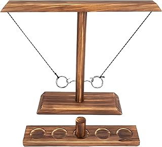 Ring Toss Game for Adults, Hook and Ring Game, Swinging String Hook & Ring Tabletop Battle Game, Outdoor & Indoor Game, Patio Décor Party Bar Game, Wooden Ring & Hook Game, Fun Games for Adults