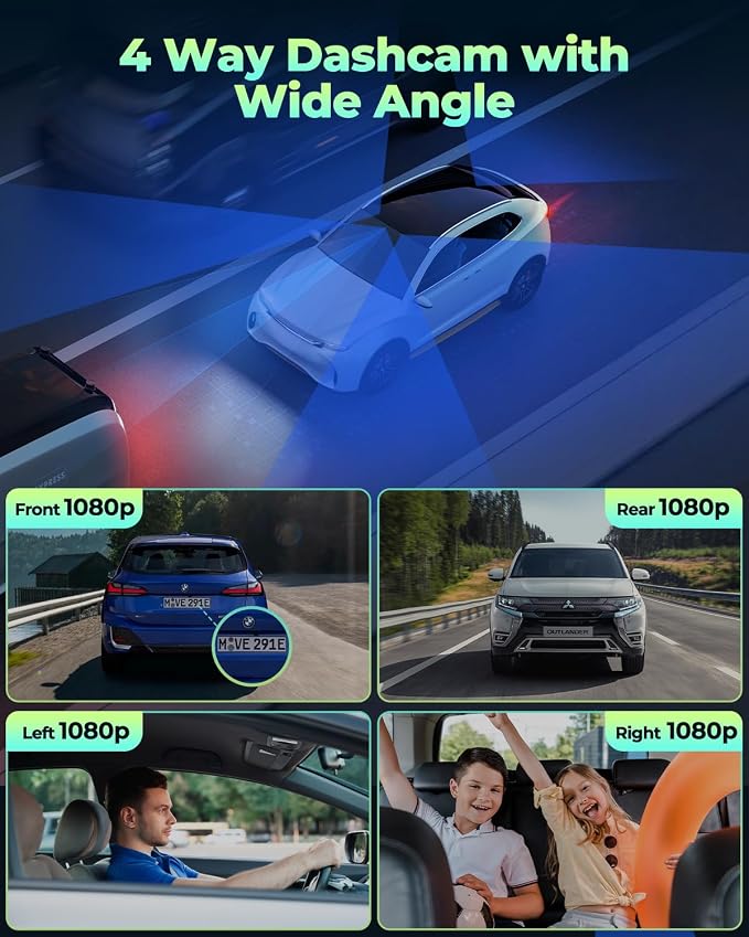 Cámara 4 Canales 360° para Carro con Kit Hardwire miniatura 2