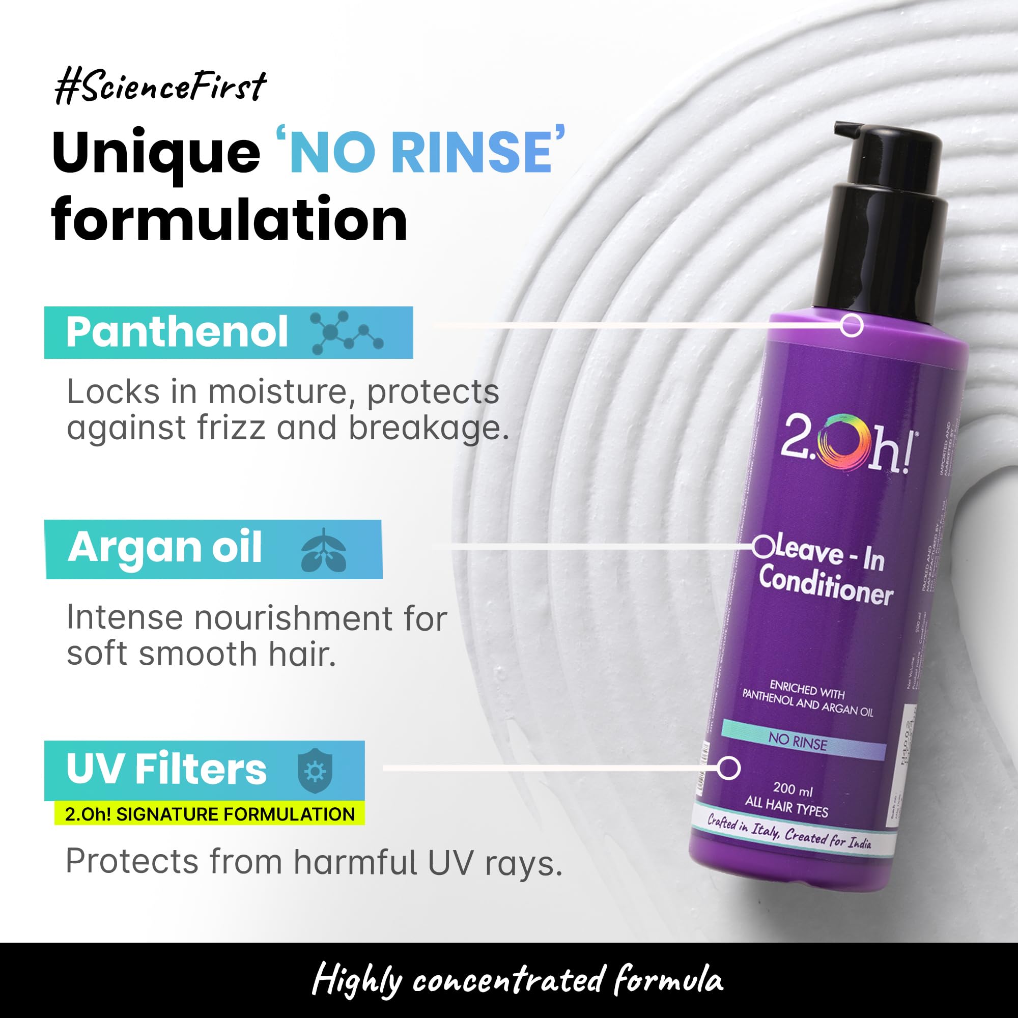 2.Oh! Italian Leave In Conditioner for Dry and Frizzy Hair | For All Hair Types | Nourishing Leave In Hair Conditioner with Panthenol and Argan Oil | Hair Serum for Dry Frizzy Hair | UV Protection 3