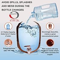 Vista 6 de Dispensador de agua martillada de cobre de 8 litros con 1 vaso de 10.1 fl oz cada uno y con soporte para cocina, dispensador de agua, dispensador