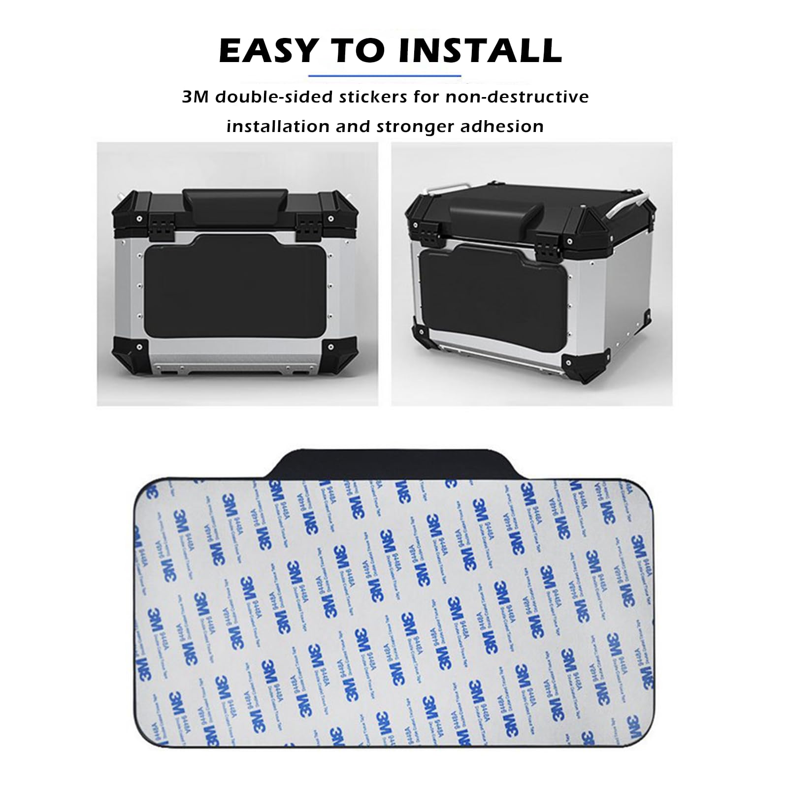 Yolispa Coussin Moto, Dossier du Coffre Supérieur de La Moto avec Adhésif, Coussin pour Top Case Moto, pour Top Case de Moto 45-65L en Aluminium, Noir