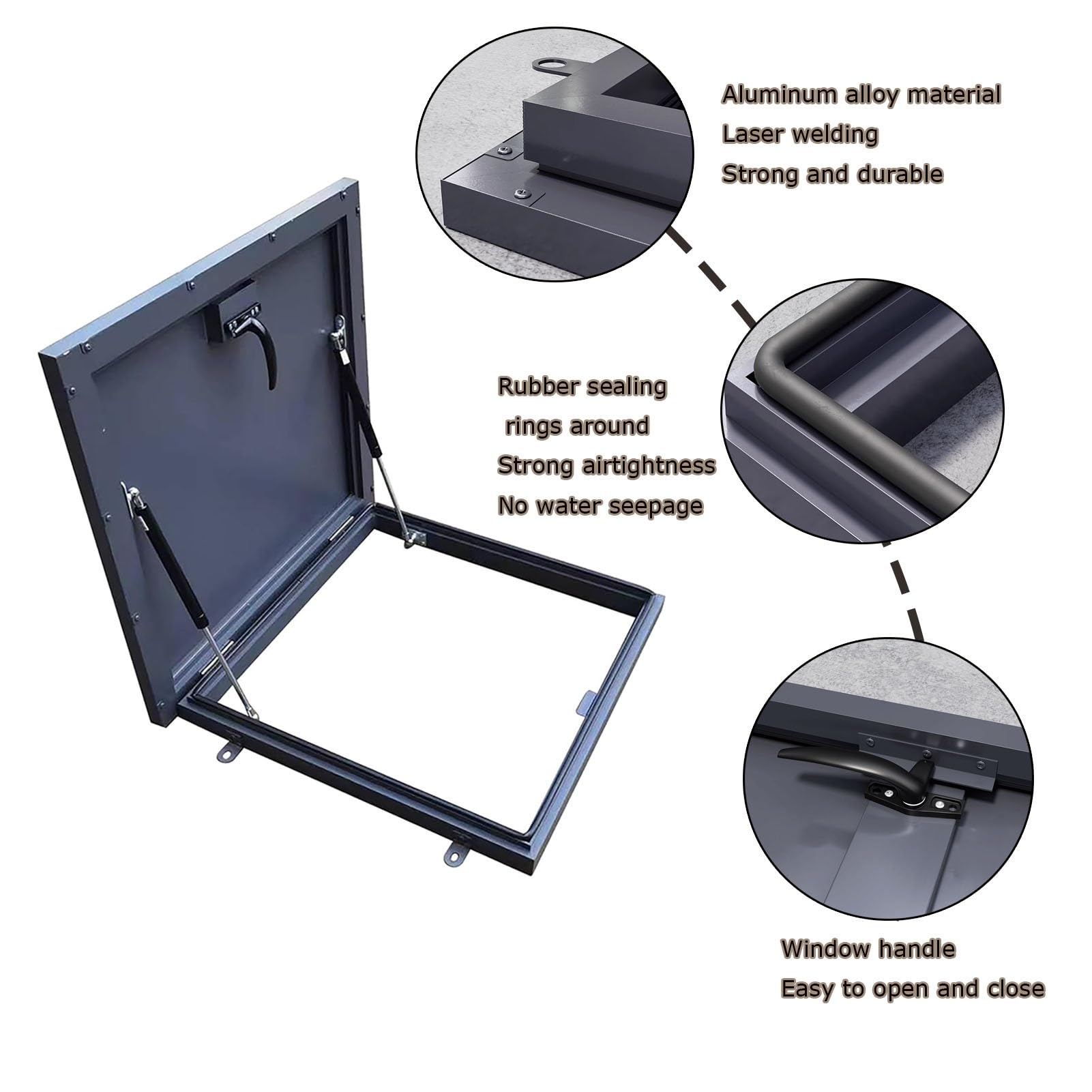 Aleación Aluminio Trampilla Acceso Al Techo Acceso Emergencia Ventanas Cubierta Escape Impermeable Trampilla Techo con Pestillo Puerta Cubierta Pozo para Patio Puerta(70x80cm)