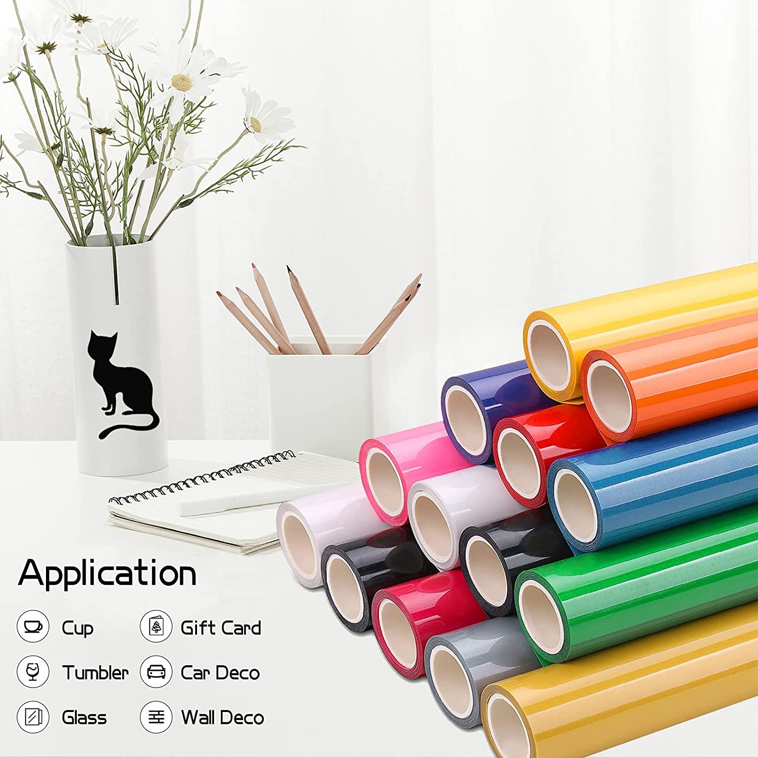 30,5 x 300 cm, nero lucido - Fogli adesivi Materiali per hobby creativi PVC