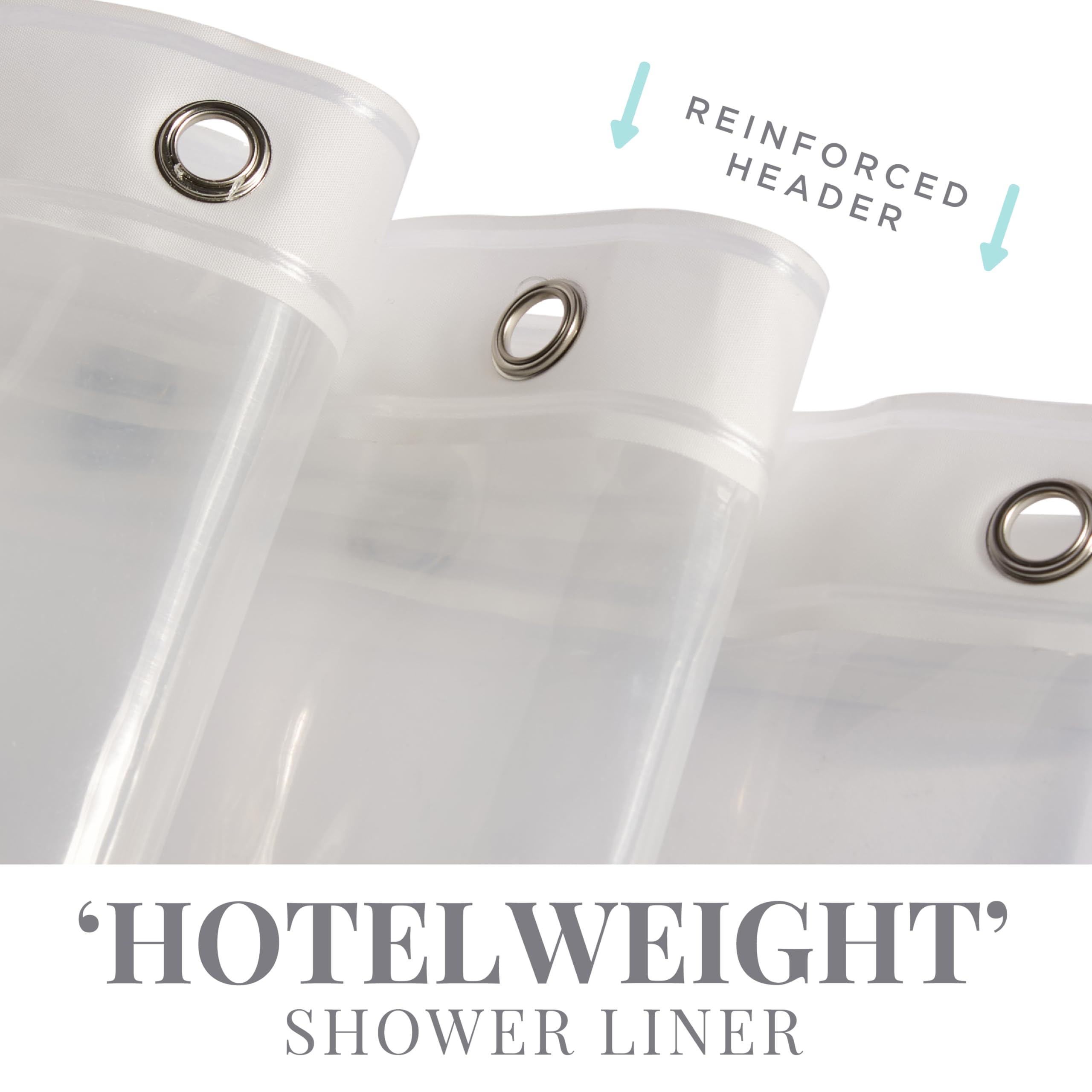 Bath Bliss Forro de Cortina de Ducha Premium para Hotel, 12 Ojales de Metal, Resistente al Moho, 3 dobladillos magnéticos, x 182,88 cm, Transparente