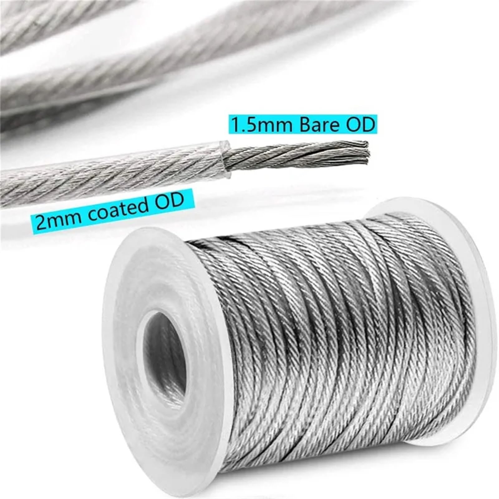 56 unids/Set 30M Cuerda de Alambre Ganchos for Colgar Kit Flexible Recubierto de PVC tendedero de Acero Inoxidable