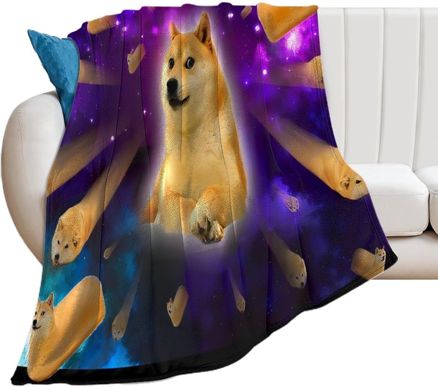 Doge Face God Annoying Puzzle Glaxy Blanket Soft and Warm Throw Digitally Printed Super Soft Micro Plush Blanket for Sofa Bed Living Room 60"*80"£¨150 * 200cm£©.