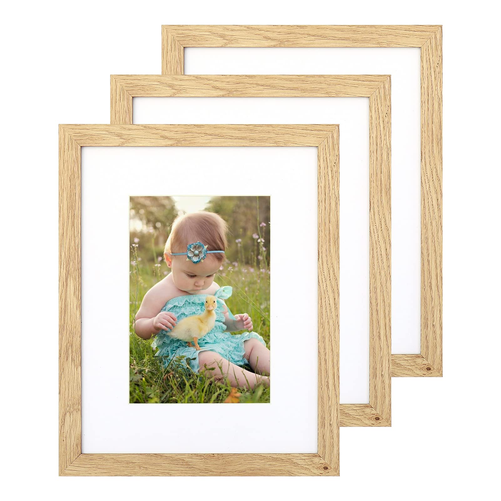 Atobart Grain Wood Mdf Wood Picture Photo Frame Set Of 3, 8X10 Inch & 5X7 Inch, Wood Grain
