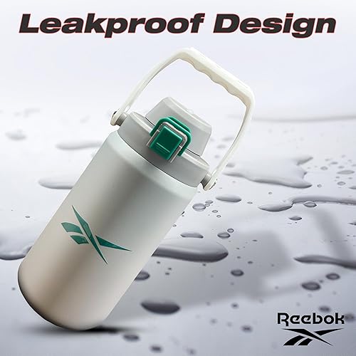 Miniatura 6 de Reebok Botella de agua de acero inoxidable para acampar, botella de agua aislada de 32 onzas, botella de agua de campamento aislada al vacío de