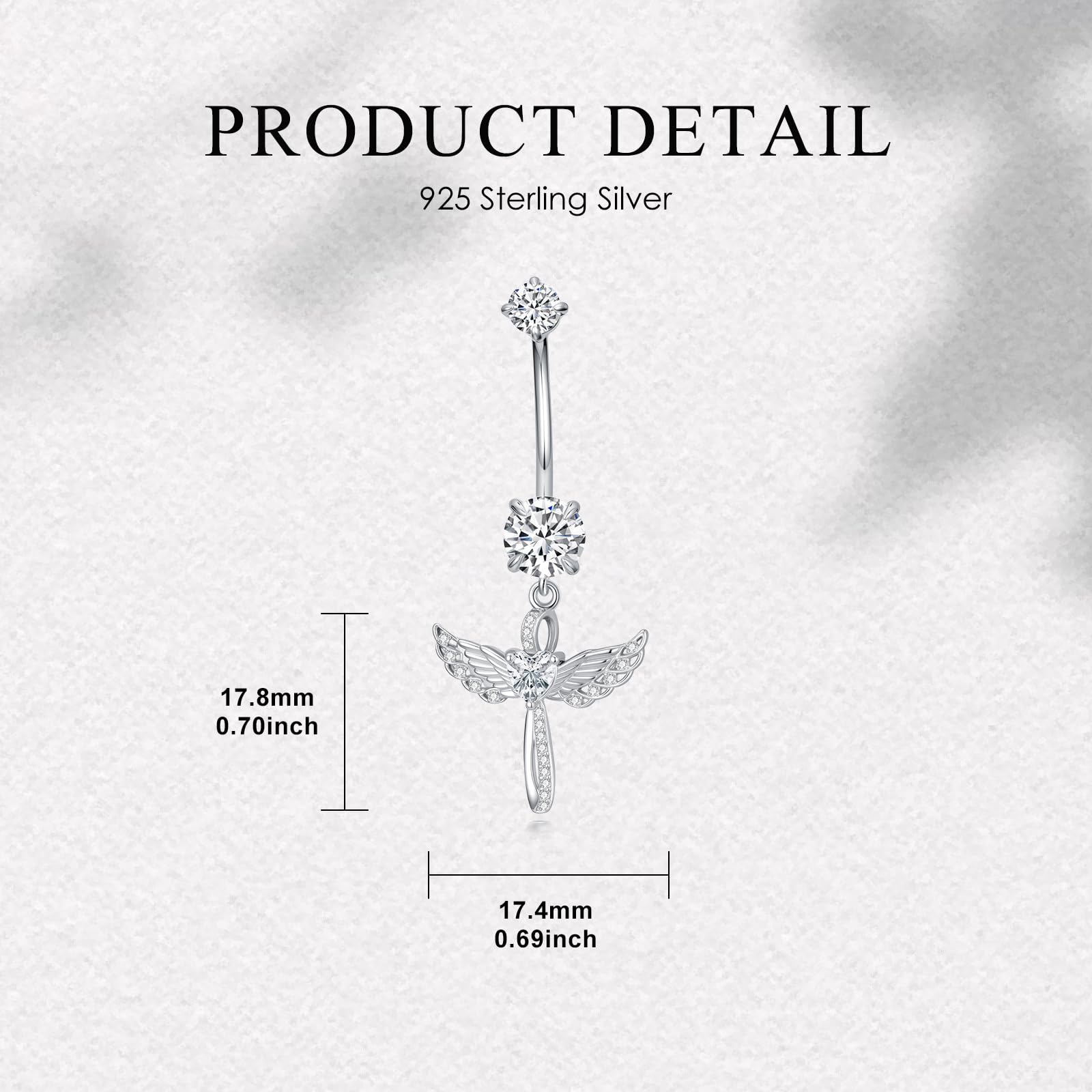 PROESS Bauchnabelringe Engelsflügel 925 Sterling Silber Bauchpiercing Schmuck Hypoallergenene Bauchnabelringe Geschenke für Frauen