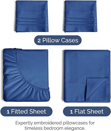 Vista 809 de Juego de sábanas de 4 piezas tamaño king, extrasuaves, transpirables y refrescantes con esquinas profundas, sábanas de fácil ajuste y sin arrugas