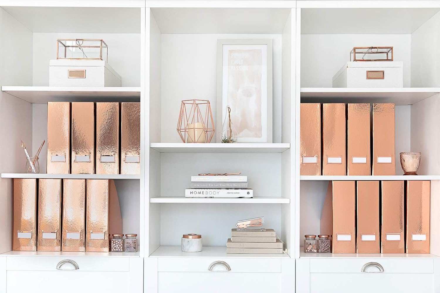 Blu Monaco Rose Gold Magazine Holder File Organizer Box Foldable Set