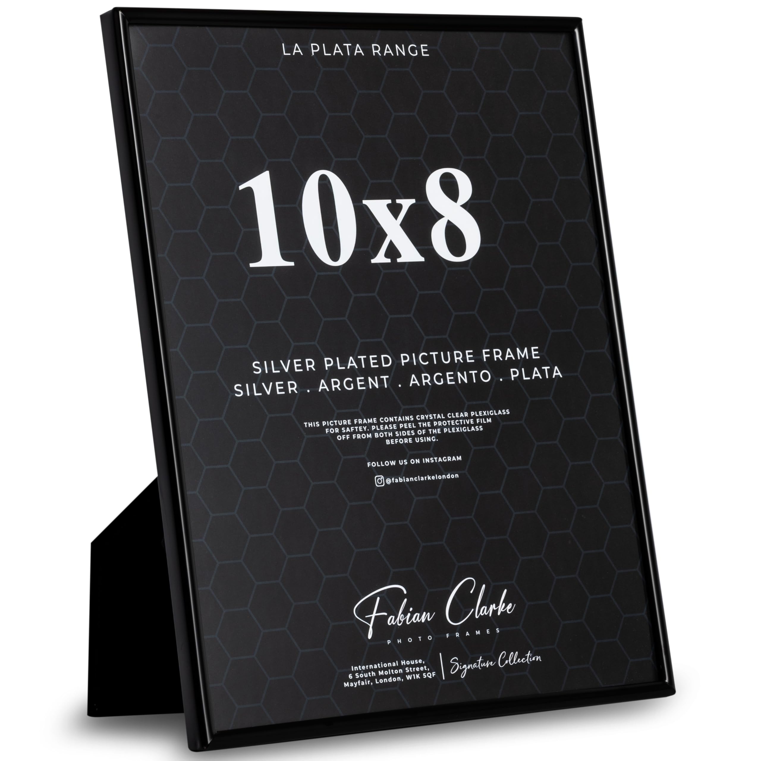 Black Photo Frame Picture Frame Plain Metal Gloss Black Finish and Tarnish Protected for Wedding Picture or Family Photos (10x8)