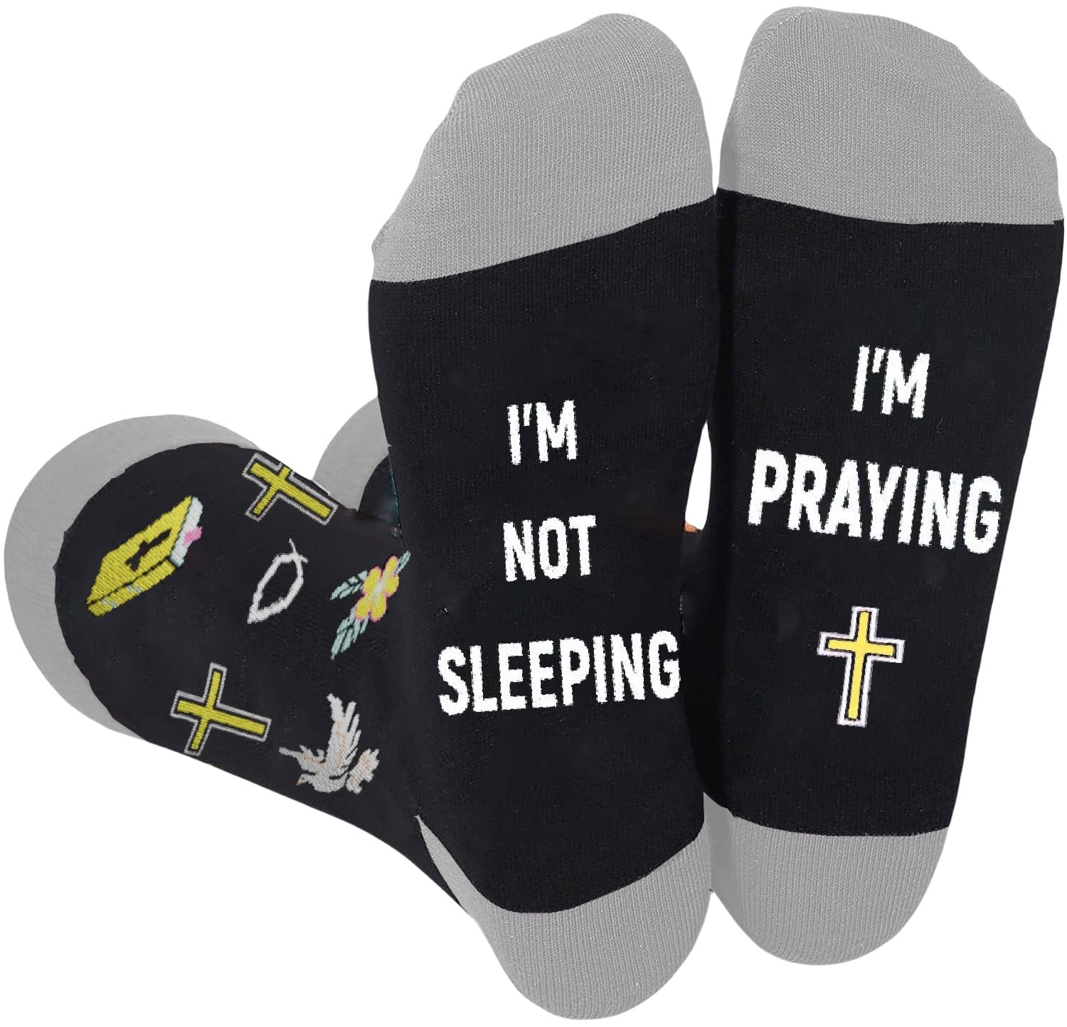 Religious Gifts for Men,I'm Not Sleeping, I'm Praying Socks,Christian Gifts for Men Dad Pastor Grandpa Birthdady Christmas Thanksgiving