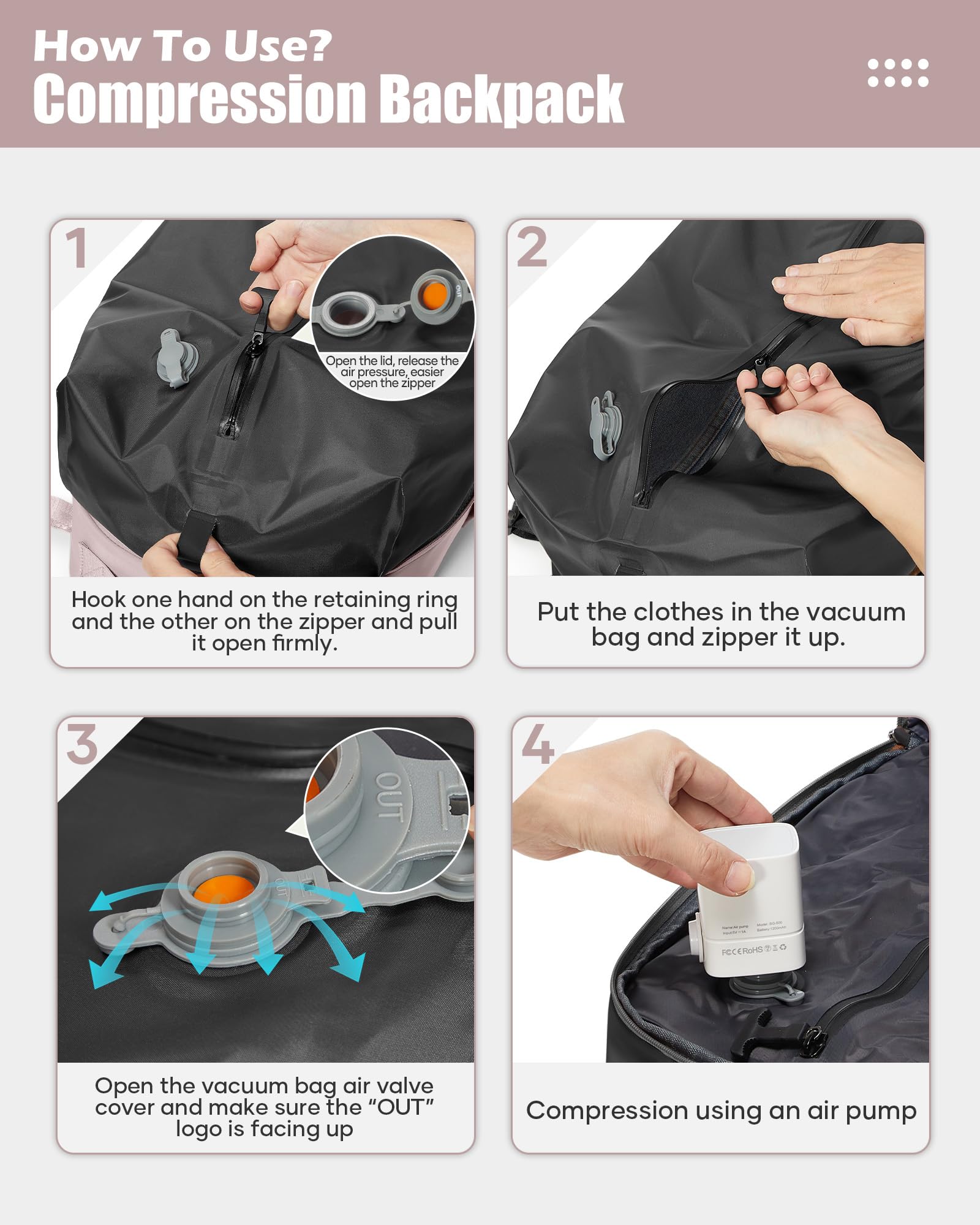 SZLX Mochila al Vacio con Bomba Mochilas Viaje Cabina Avion 40x30x20 Ryanair Vueling Wizzair Equipaje de Mano 40x20x25 Bolsas de Viaje Mujer Maletas 45x36x20 Easyjet Mochila Portátil con USB Hombre | Equipaje cabina 40x30x20 vacío para Ryanair Wizz air vo