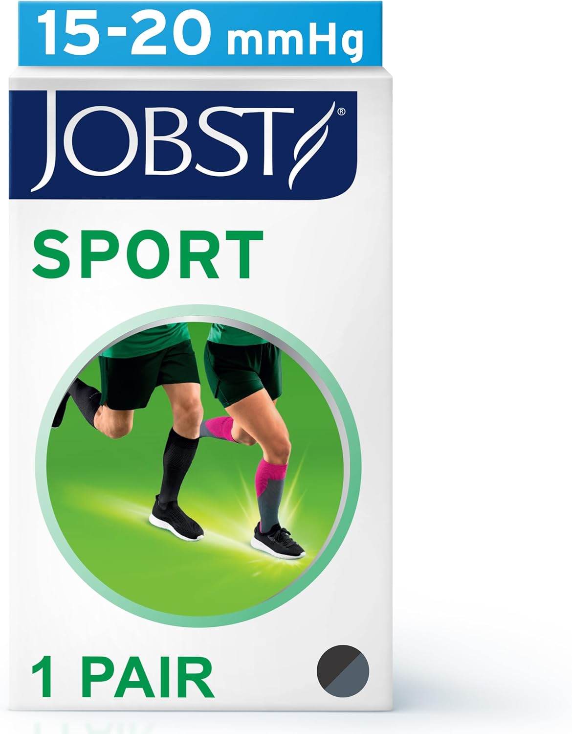 JOBST Sport Knee High - Athletic Compression Socks Designed for Women and Men - 15-20 mmHg Compression - Closed Toe - Black/Gray - X-Large