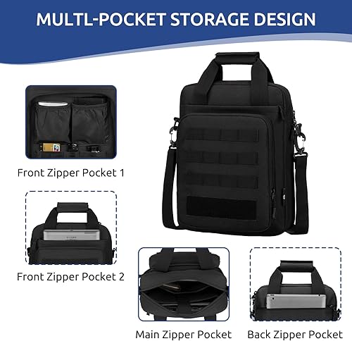 Miniatura 5 de Bolsa de Mensajero Táctica ZHIERNA, Maletín Táctico para Laptop de Alta Resistencia con MOLLE, Bolso de Hombro para Hombre (Incluye Parche)