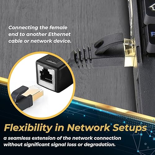 Miniatura 4 de TNP - Extensor de cable Ethernet (10 pies), Cat6, Cat5e, Cat5, RJ45, hembra a macho, acoplador de cableado de red, conector de unión, cable de