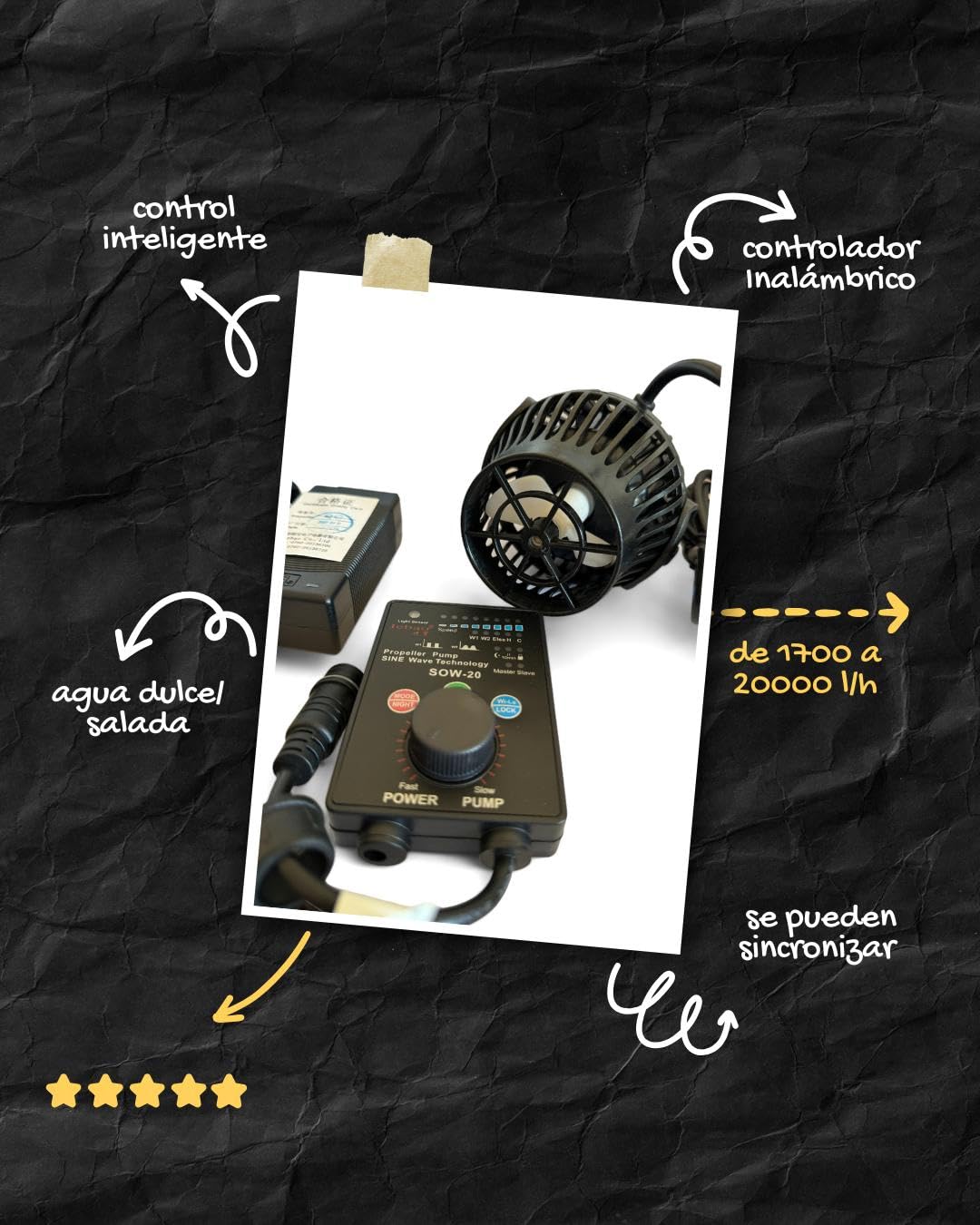 Bomba de agua para acuario SOW-20 Jebao de circulación potente, silenciosa, controlable (de 1700 a 20000 l/h)