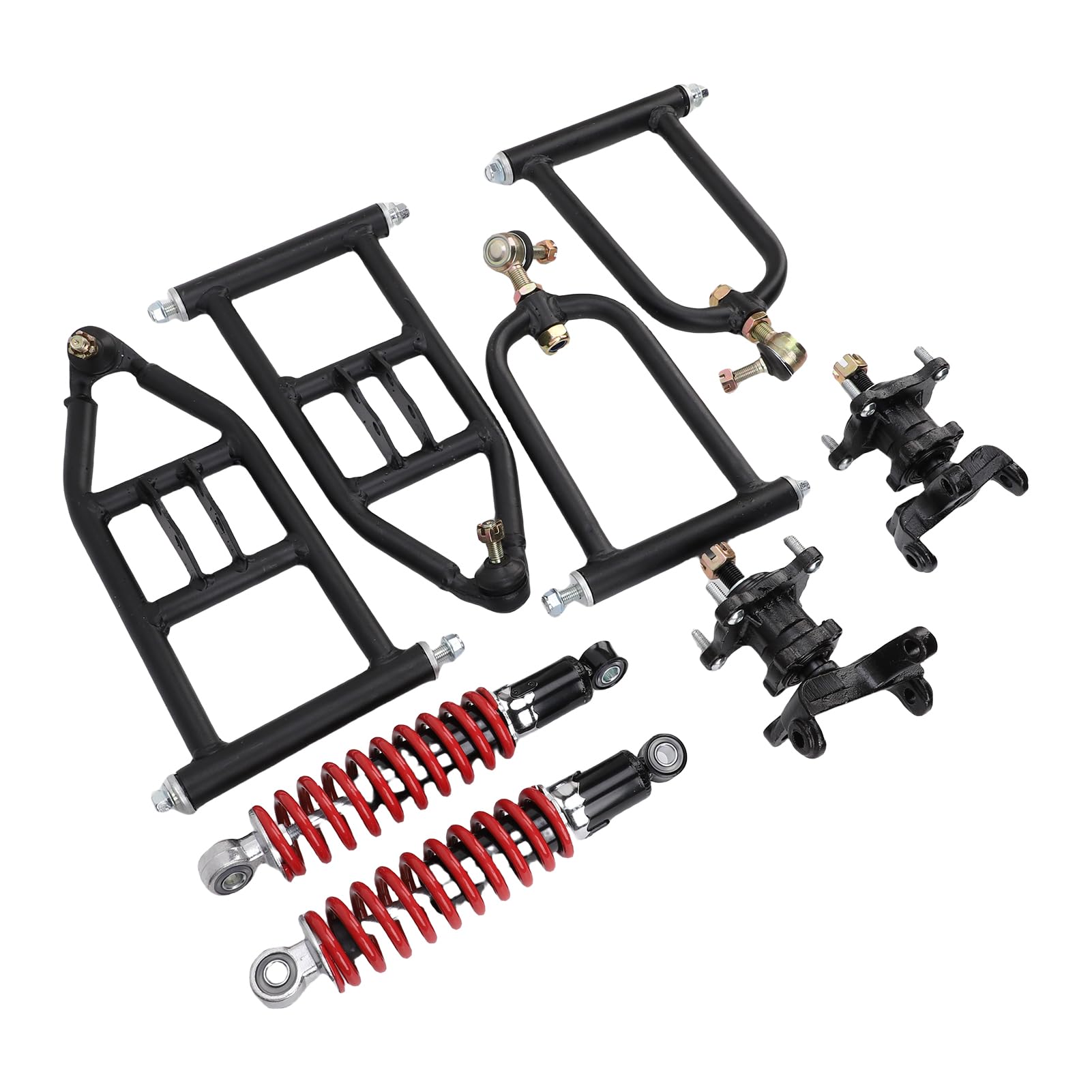 CHICIRIS Zestaw Wahacza Przedniego Zawieszenia Metalowy Górny Dolny Wahacz z Przednim Amortyzatorem Elementy Zwrotnicy do Gokarta Elektryczny Quad Atv DIY Naprawa Przodu