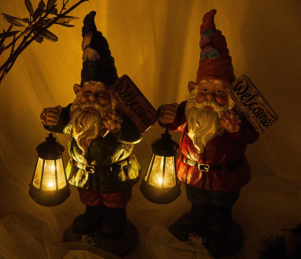 Escultura de decoración de jardín, estatua de gnomo enano, estatua de Papá Noel, estatua de resina, manualidades, jardín, patio, césped, adorno rojo bueno