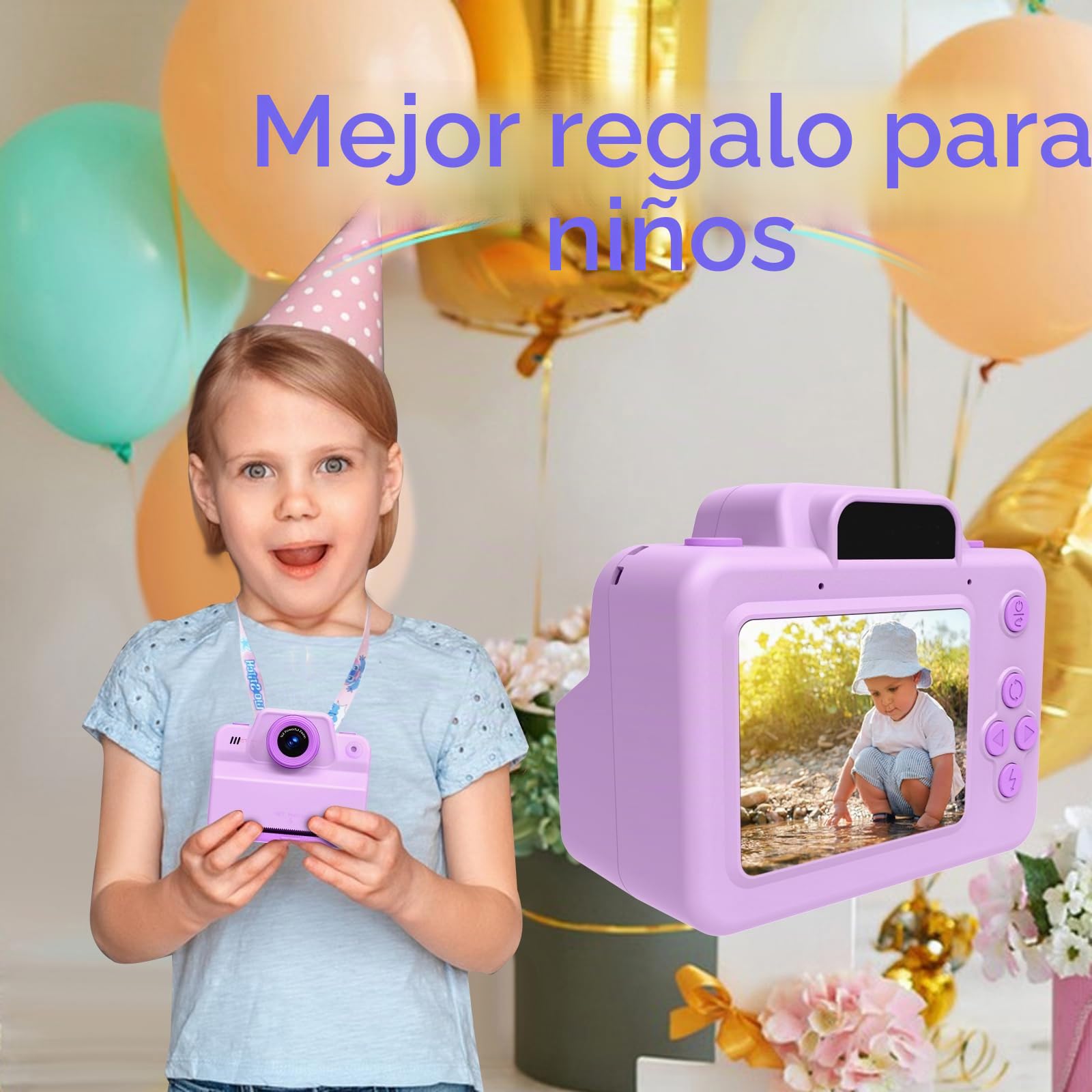 Cámara infantil, cámara instantánea de 2,4 pulgadas, cámara digital para niños, cámara fotográfica con papel impreso, regalos para niñas y niños de 3 a 12 años, cámara de vídeo, fotos instantáneas,