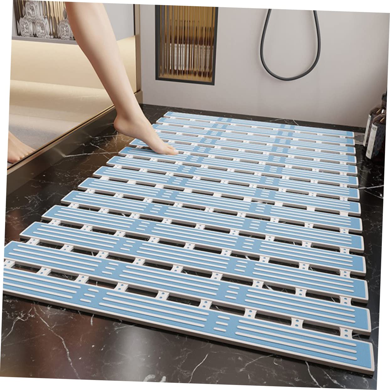 Cabilock Alfombra De Ducha Antideslizante para Suelo De Baño con Diseño De Rayas para Masaje y Seguridad La Bañera o Ducha