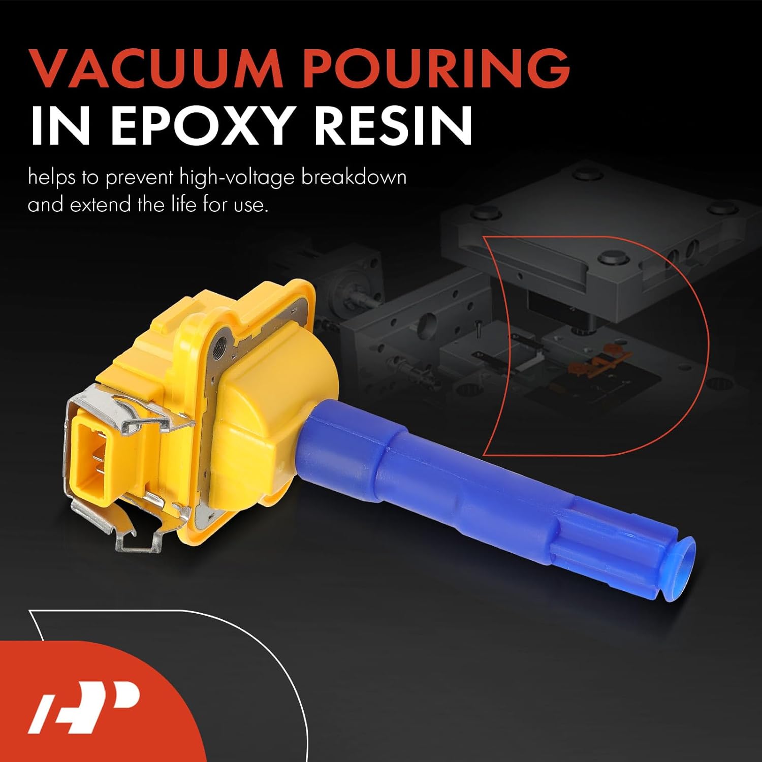 A-Premium (Yellow) Engine Ignition Coil Pack Compatible with Volkswagen Passat 1998-1999, Golf 2002/2004-2005 & Audi A4 1997-2000, A4 Quattro 1997-2000, A8 1997-1999, A8 Quattro 1997-1999, 4-PC Set